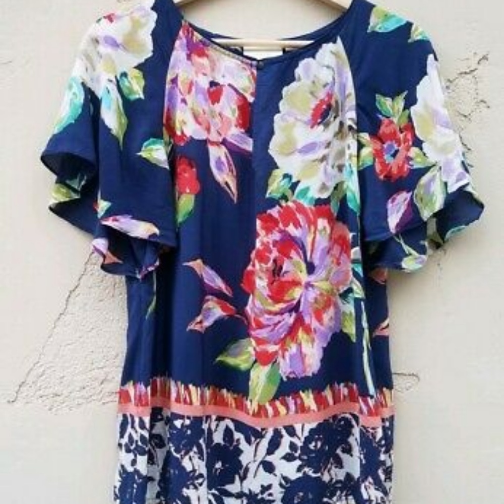 Anthropologie Navy Floral Maeve Blouse Top